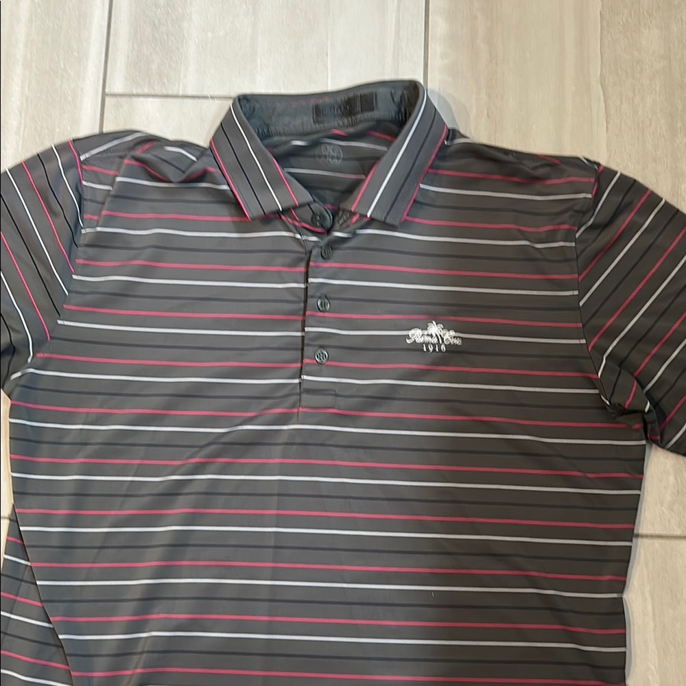 G-Fore Men's Striped Polo Shirt - Black and Red - Palma Ceia Country Club